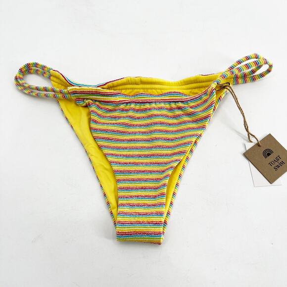 Toast Swim Other - NWT Free People x Toast Swim Yellow Rainbow Striped Bikini Bottom Swimwear XL